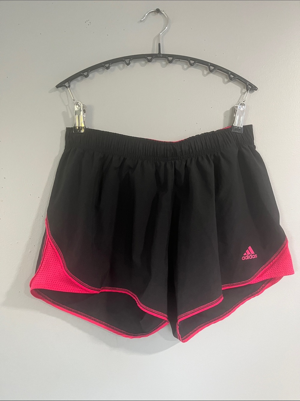 Woman’s adidas Black Athletic Shorts with Hot Pink Trim Small